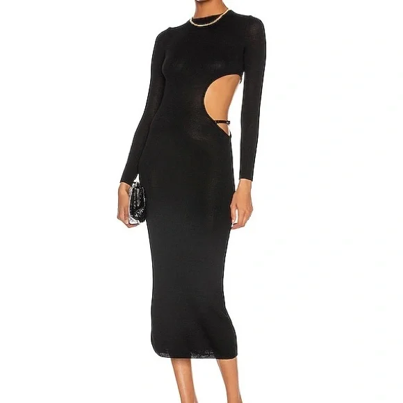 Aya Muse | Dresses | Aya Muse Gigi Dress Black Cutout Knitted Midi Dress |  Poshmark
